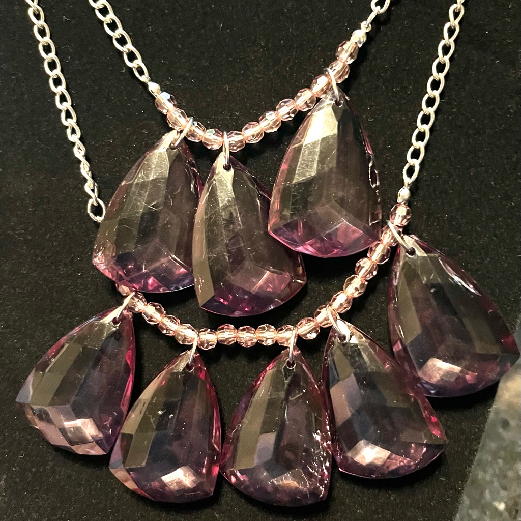 Rue21 Black Faceted Double Layer Teardrop Necklace